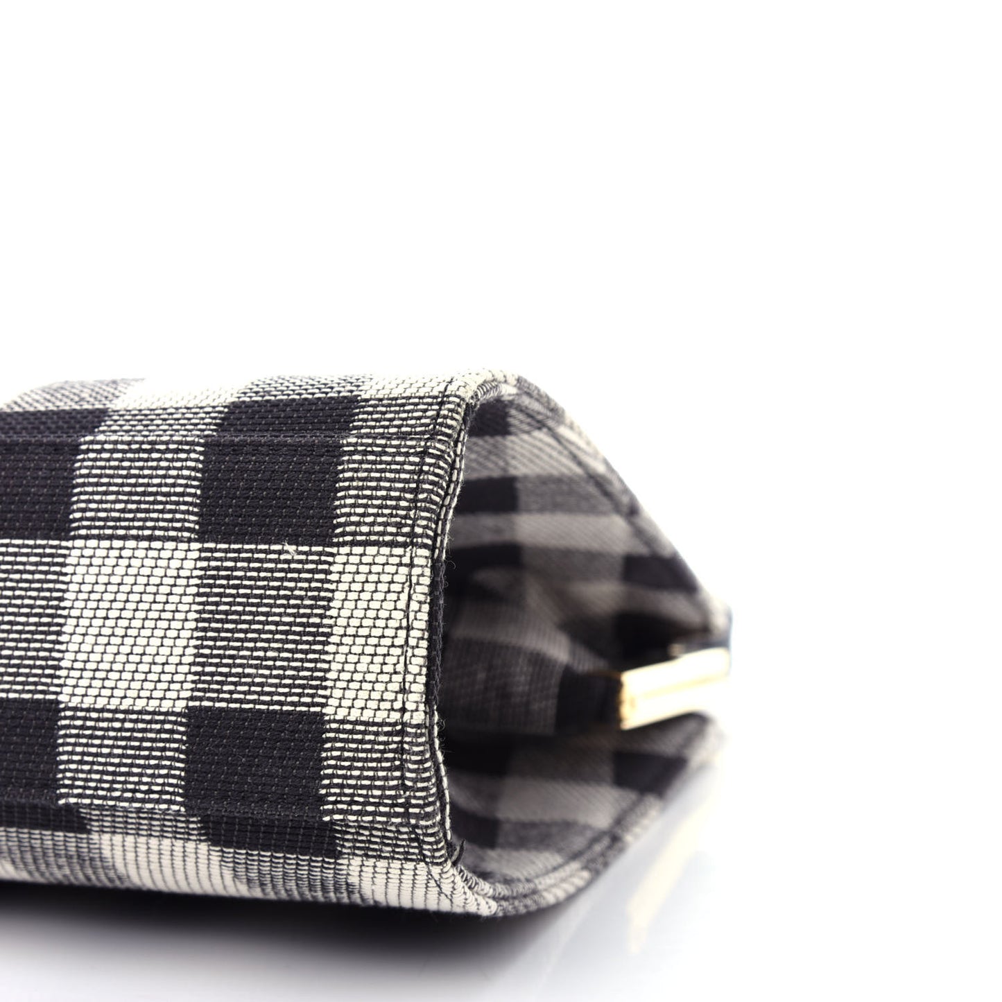 Canvas Check Elegant Top Handle Bag Black White
