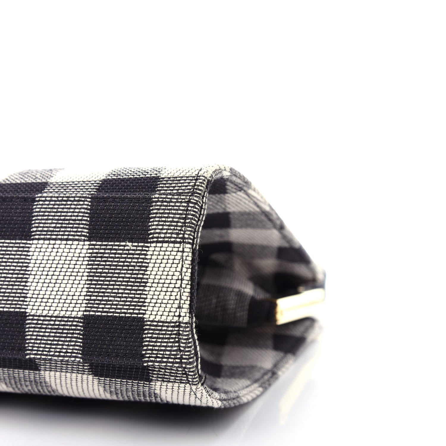 Mansur Gavriel Canvas Check Elegant Top Handle Bag Black White 8 of 9