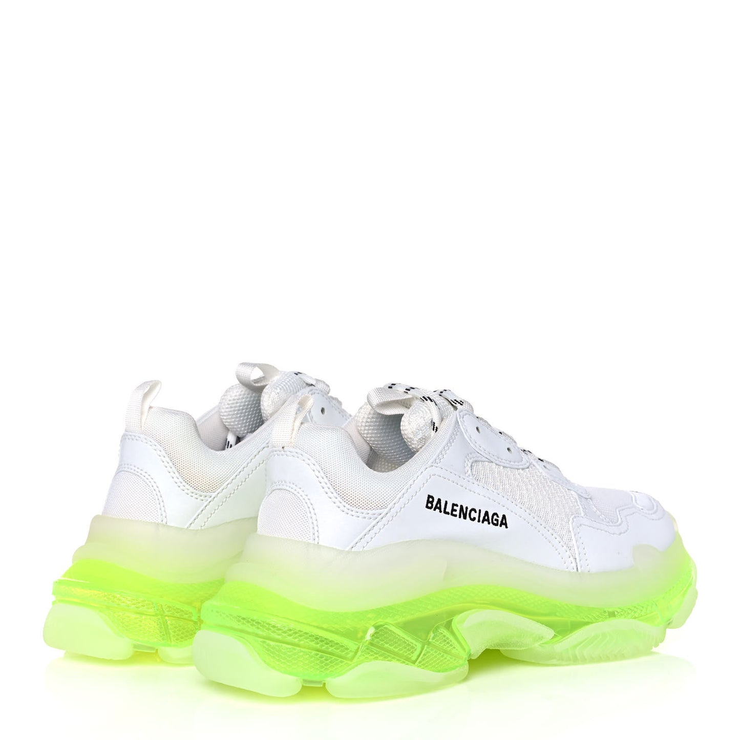 Fabric Mesh Clear Sole Fluo Womens Triple S Sneakers 41 White Fluo Yellow