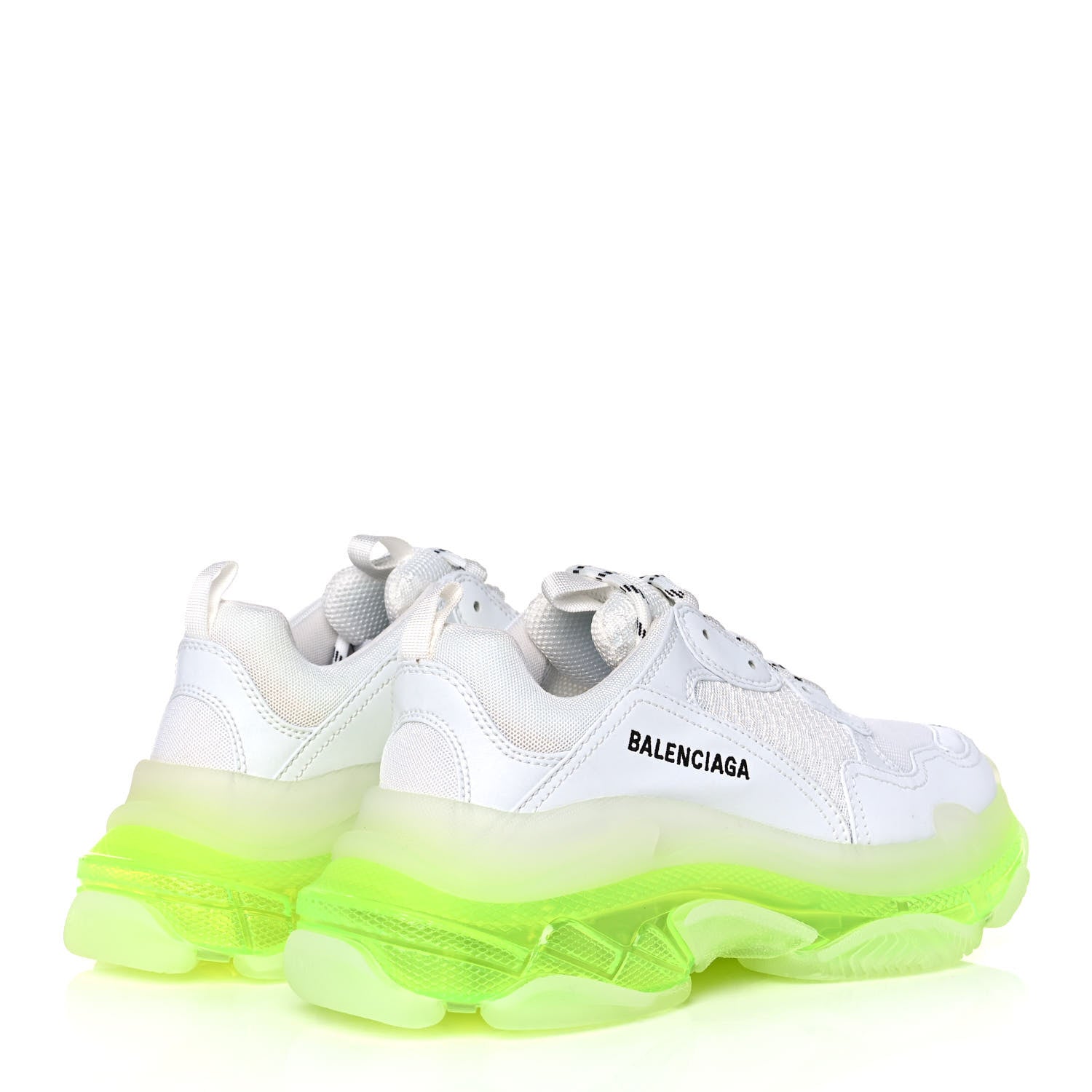Balenciaga Fabric Mesh Clear Sole Fluo Womens Triple S Sneakers 41 White Fluo Yellow 4 of 10