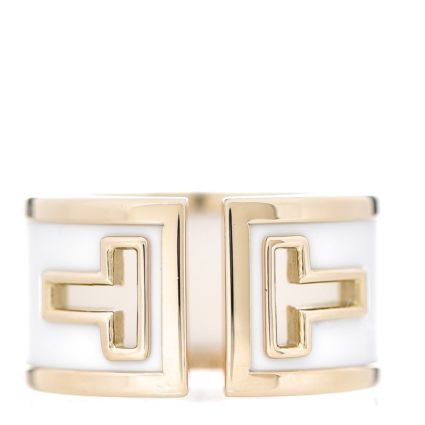 18K Yellow Gold White Ceramic T Cutout Ring 53 6.25