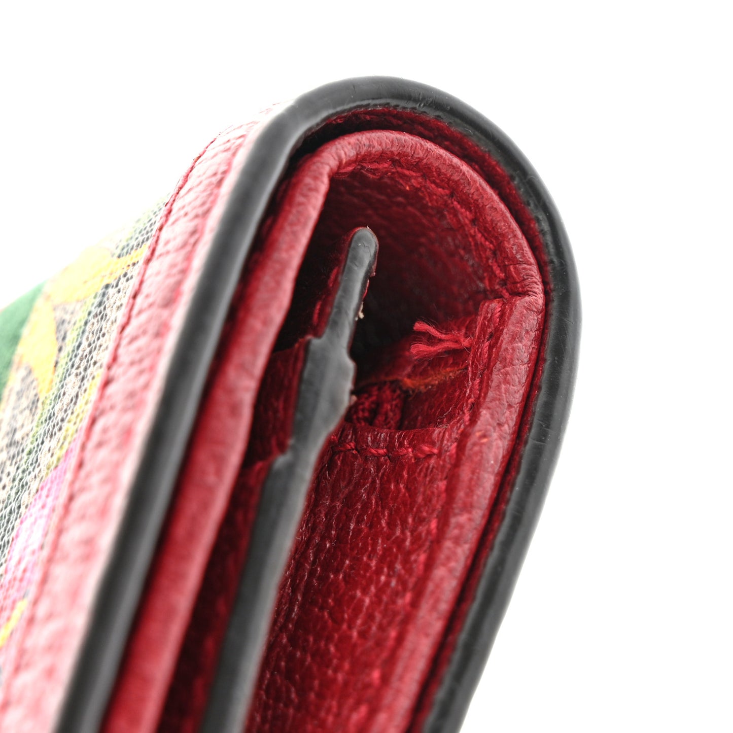 GG Supreme Monogram Flora Web Ophidia Card Case Red