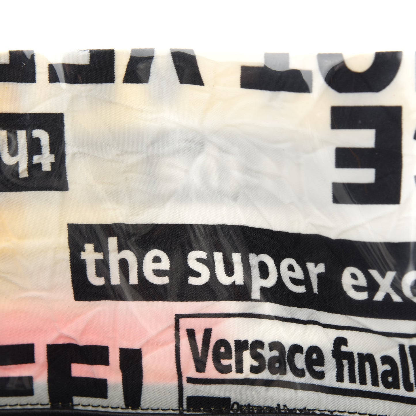 PVC Tabloid Print Shopping Bag White Multicolor