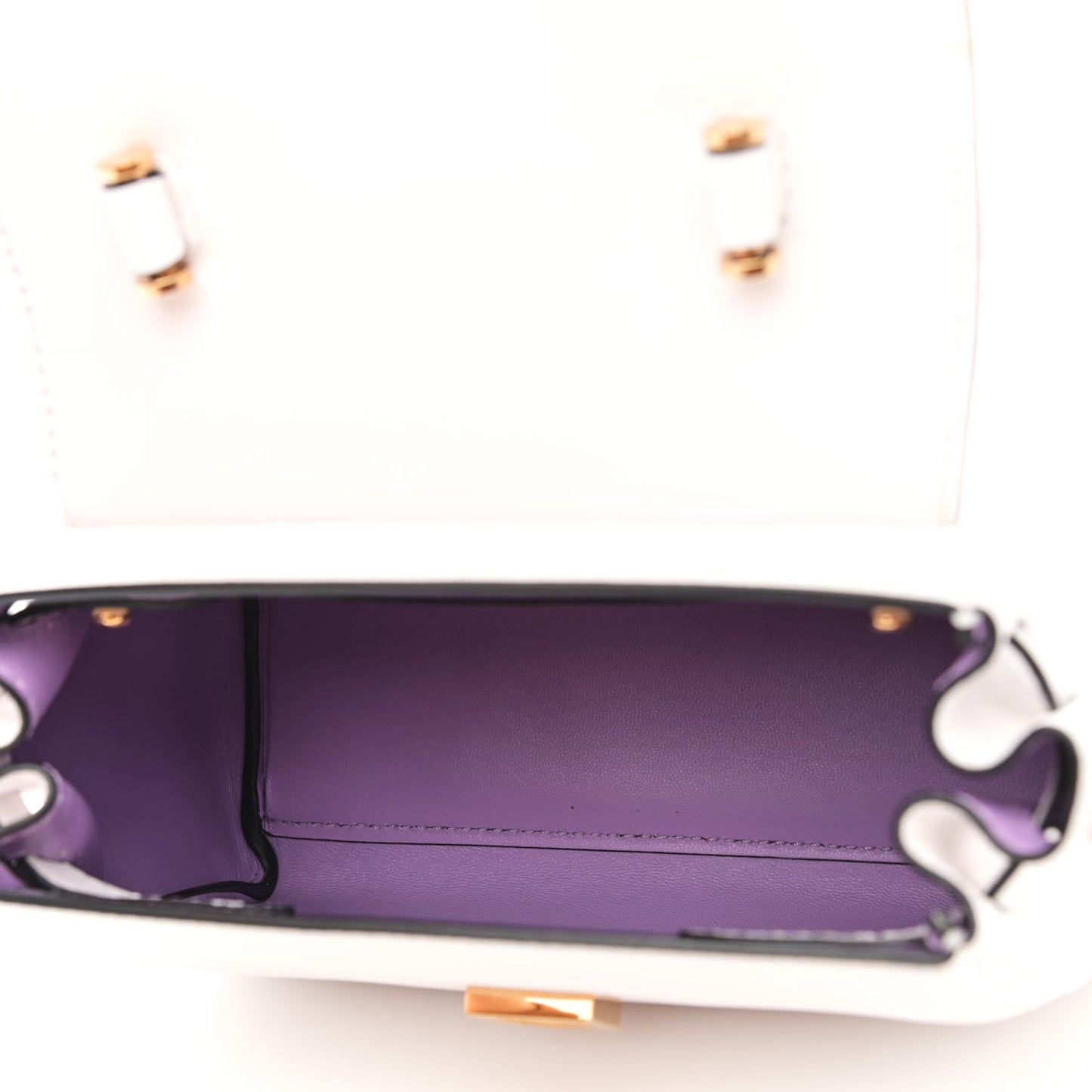 Grained Calfskin Small La Medusa Top Handle Bag White
