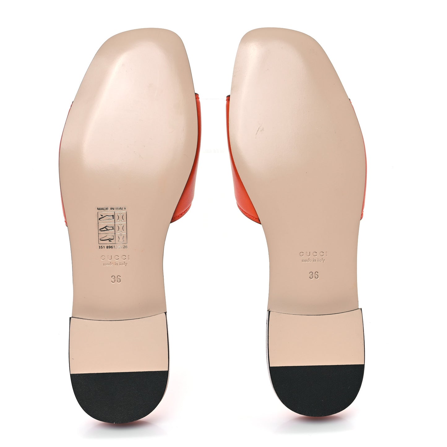 Cosmos Softy Calfskin Interlocking G Cut Out Slide Sandals 36 Deep Orange