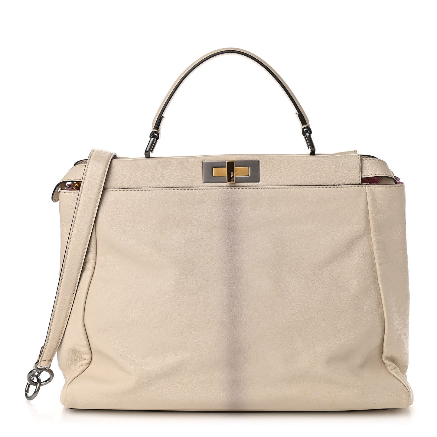 Goatskin Stingray Large Peekaboo Iconic Satchel White Pink