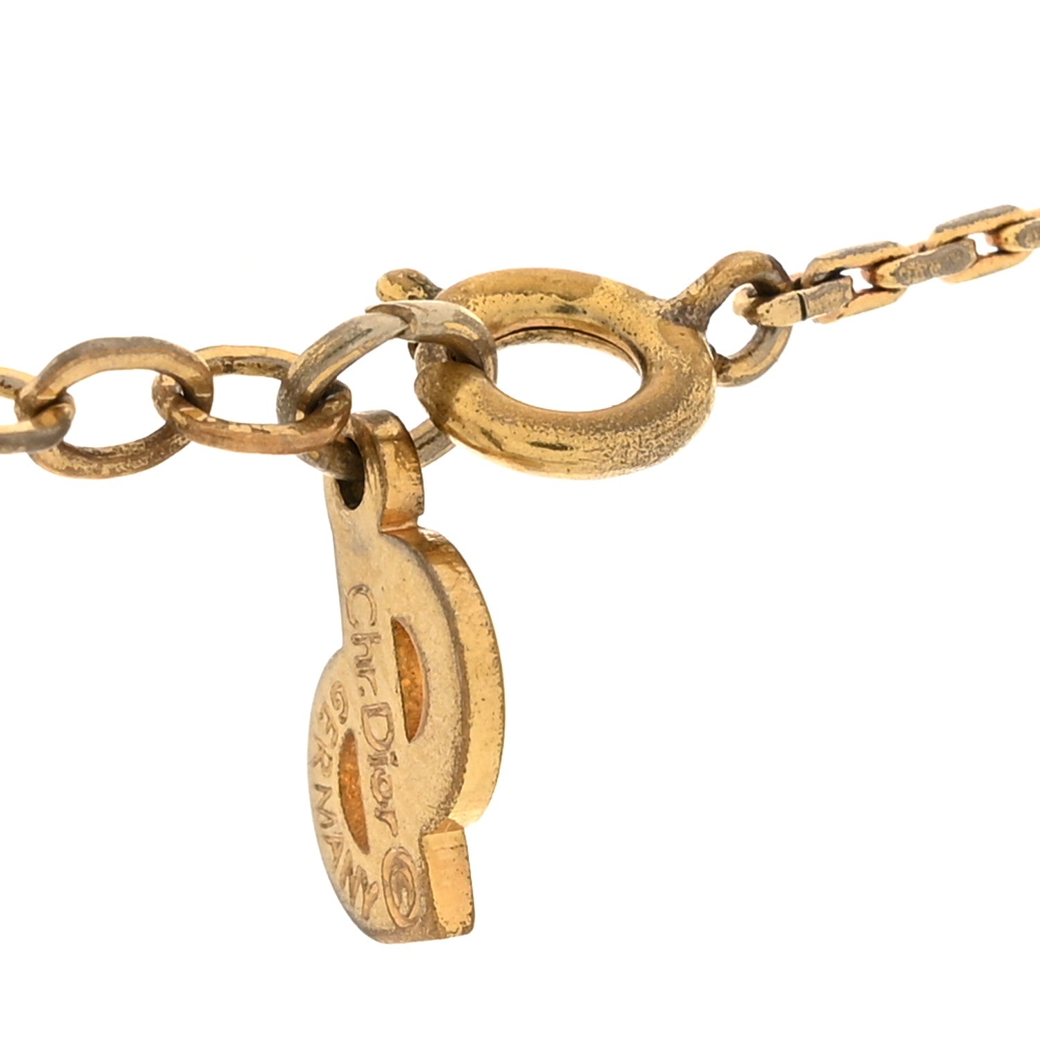 Christian Dior Metal Shell Necklace Gold 4 of 6