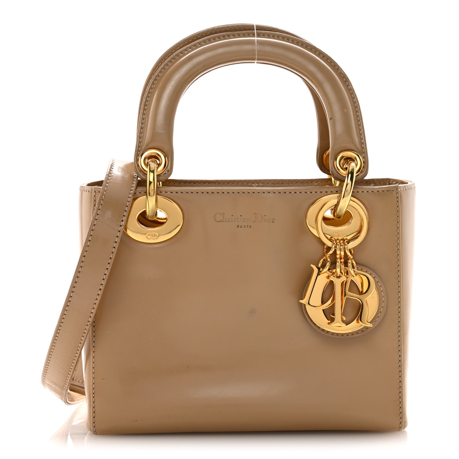 Christian Dior Patent Mini Lady Dior Beige 1816376 – FASHIONPHILE