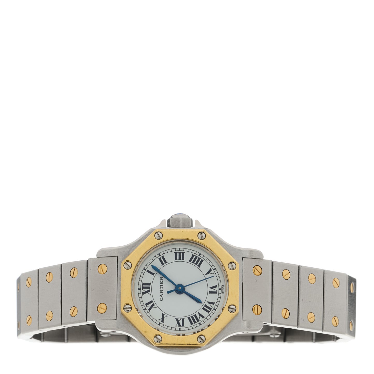 Stainless Steel 18K Yellow Gold 25mm Santos Octagon Automatic Watch