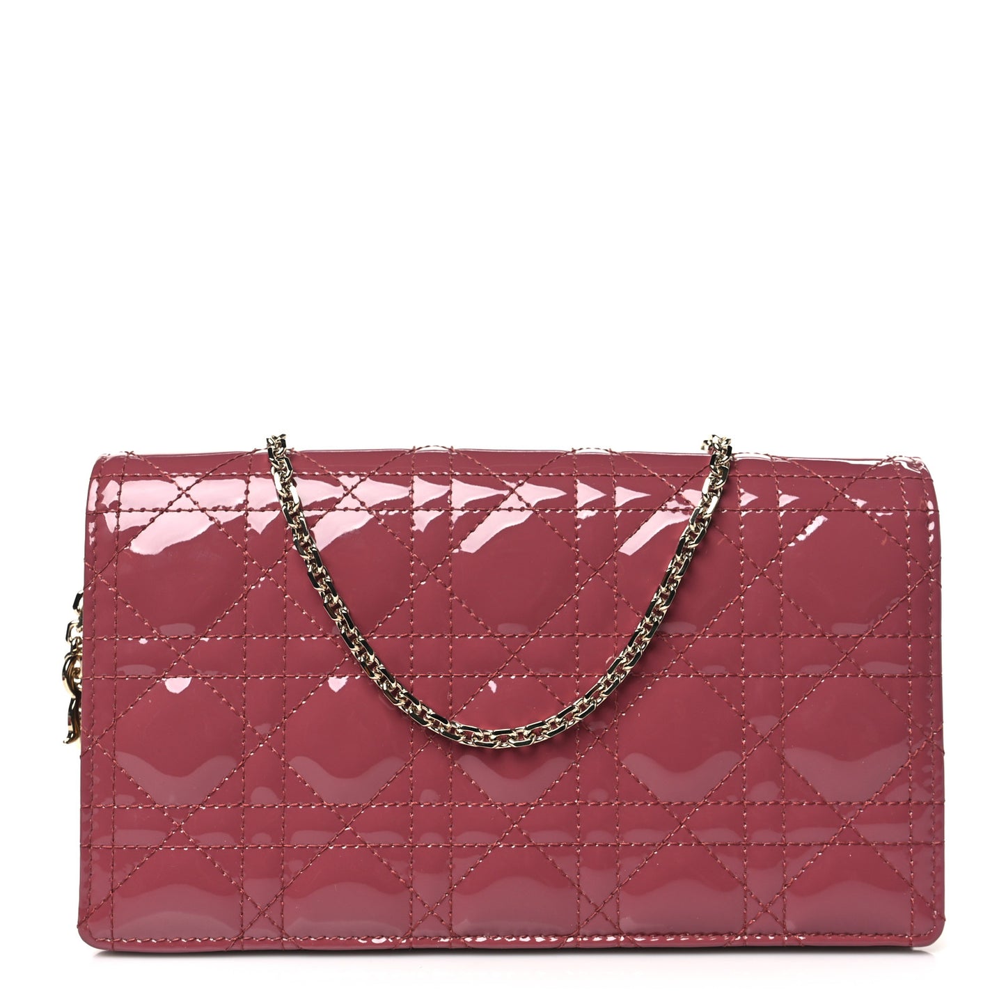 Patent Cannage Lady Dior Convertible Clutch Mallow Rose