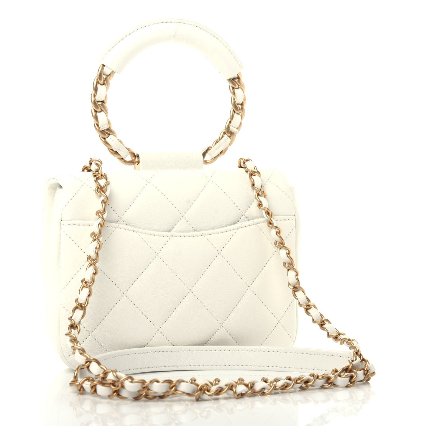 Lambskin Quilted Small In The Loop Handle Flap Bag White