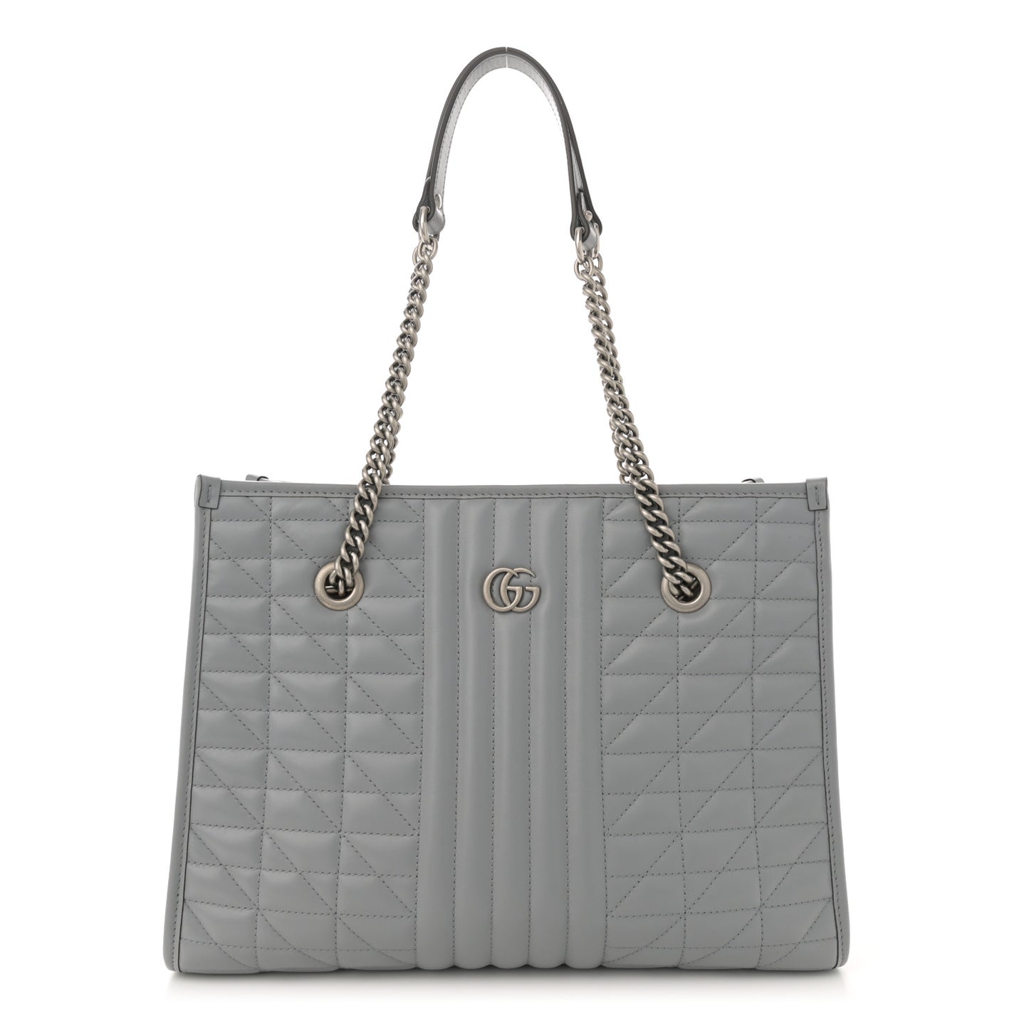 Calfskin Matelasse Aria Medium GG Marmont Shoulder Tote Deep Grey