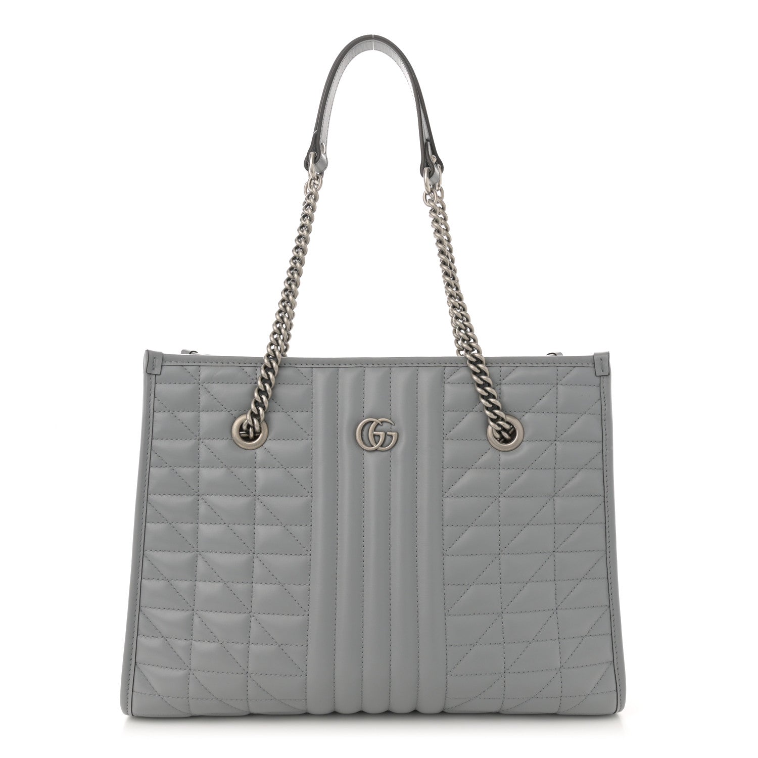 Gucci Calfskin Matelasse Aria Medium GG Marmont Shoulder Tote Deep Grey 1 of 12