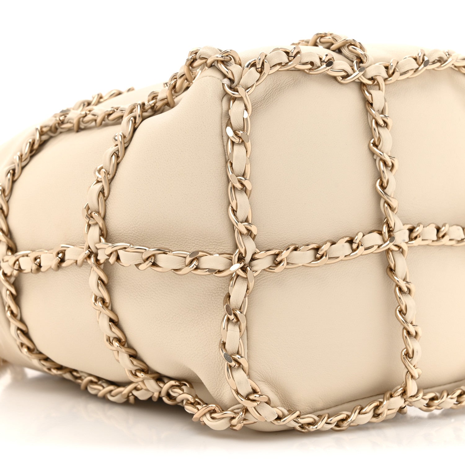 Chanel Lambskin Bucket Chain Drawstring Bag Beige 10 of 10