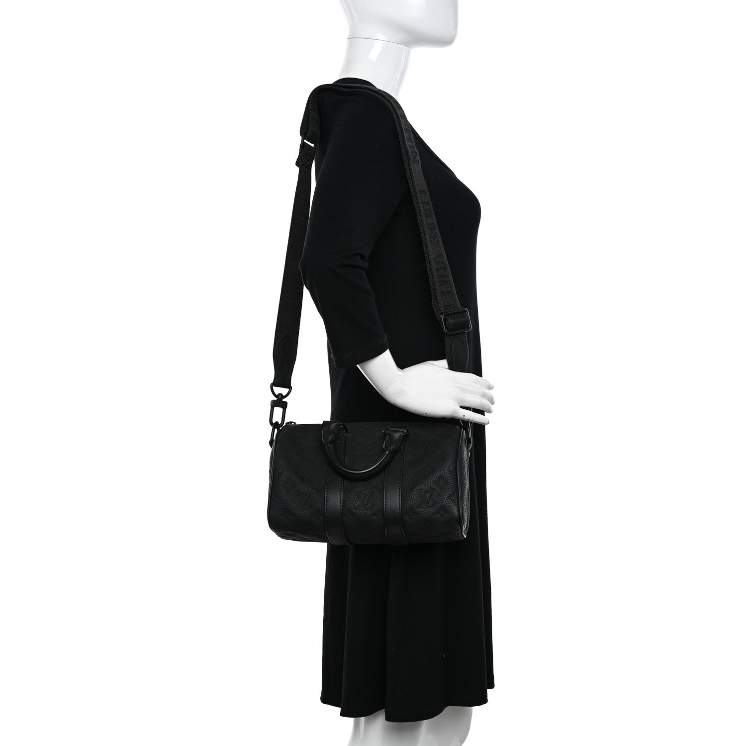 Louis Vuitton Monogram Taurillon Keepall Bandouliere 25 Black 2 of 10