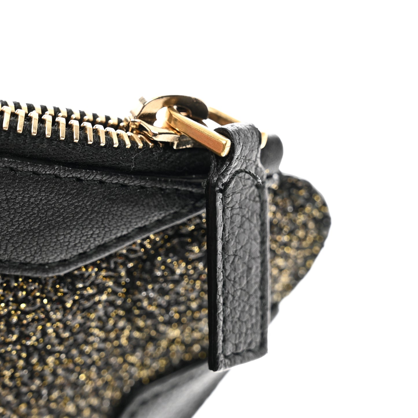 Glitter Canvas De Manta Clutch Black Gold