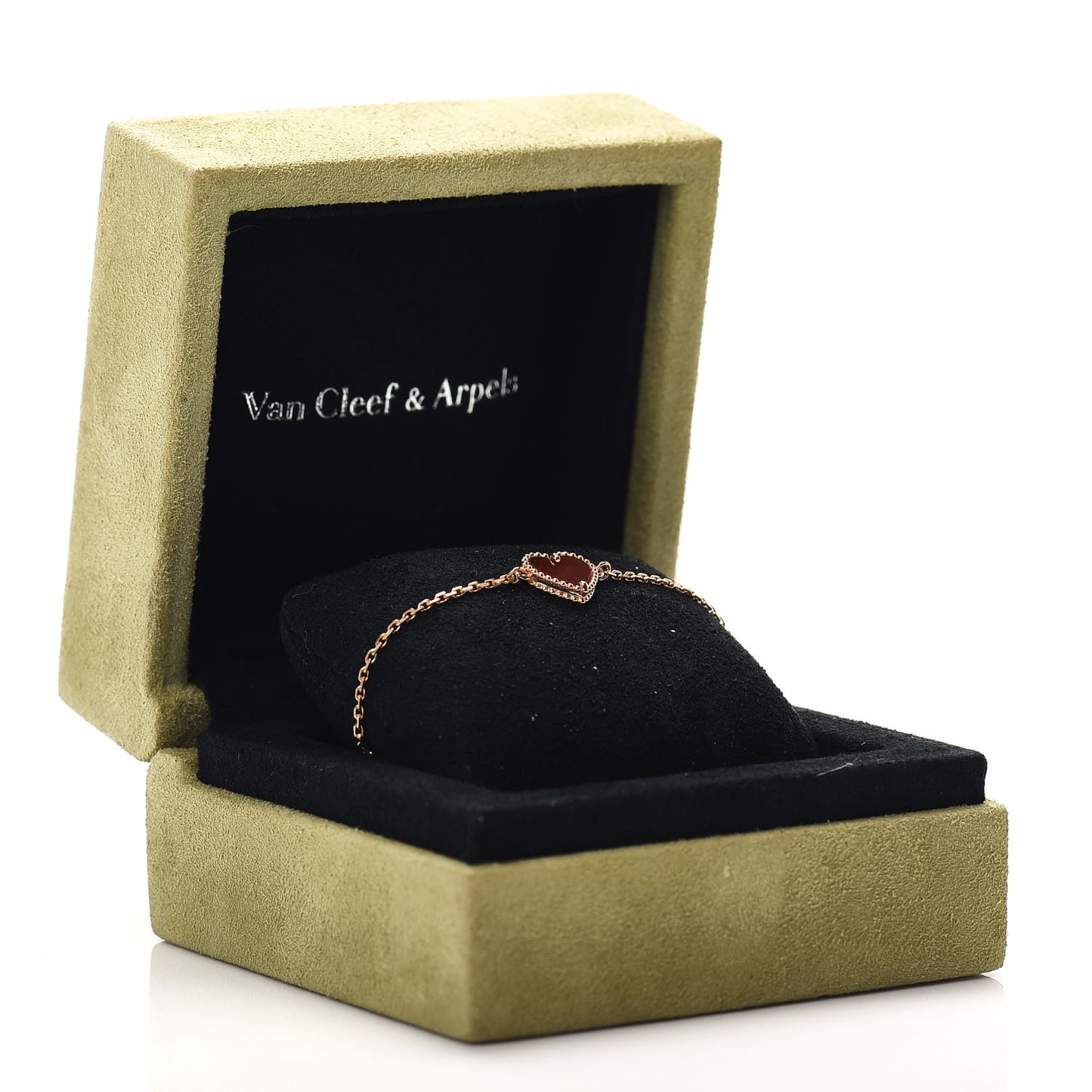 18K Rose Gold Carnelian Sweet Alhambra Heart Bracelet