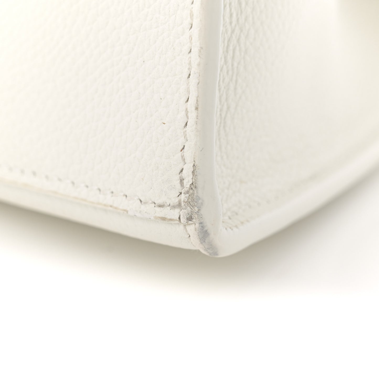 Grained Calfskin Small Hourglass Top Handle Bag White