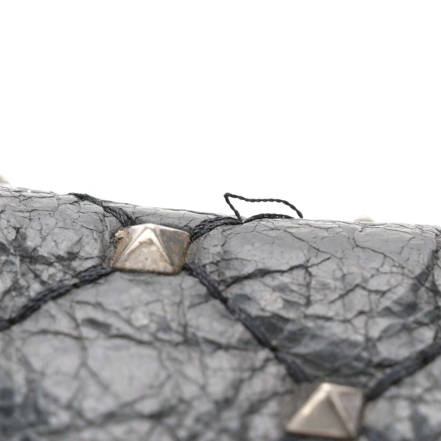 Craquele Nappa Rockstud Spike Wallet on Chain Black