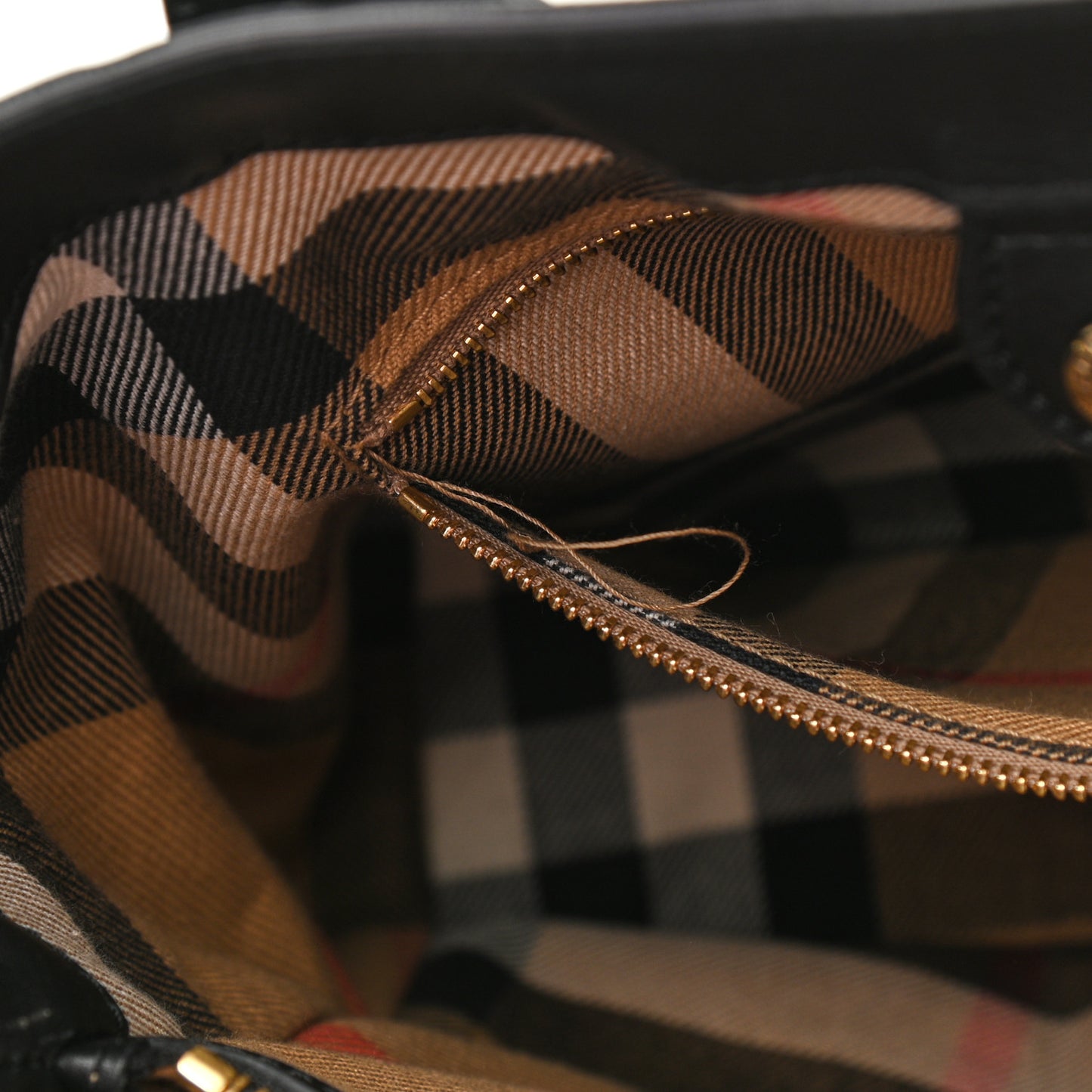 Derby Calfskin House Check Medium Banner Tote Black