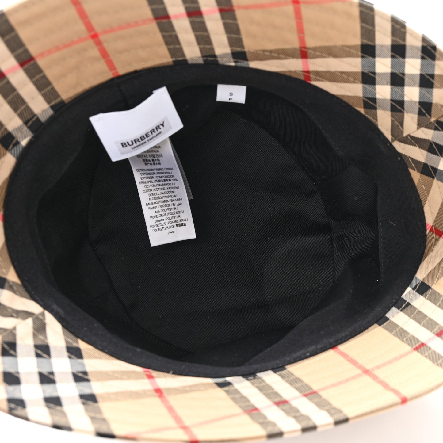 Technical Cotton Vintage Check Bucket Hat S Archive Beige