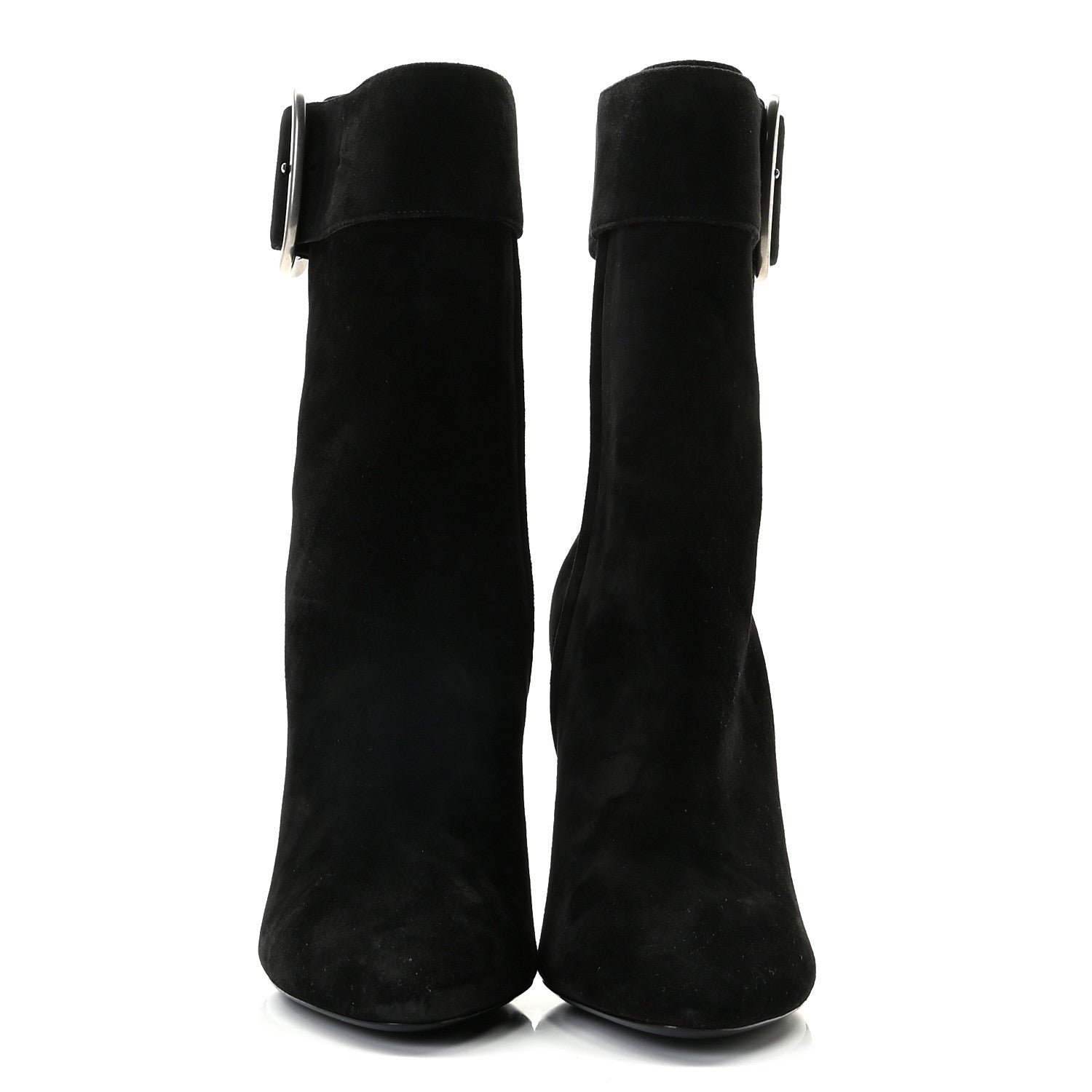 Saint Laurent Suede Joplin Buckle 105 Booties 37.5 Black 3 of 15