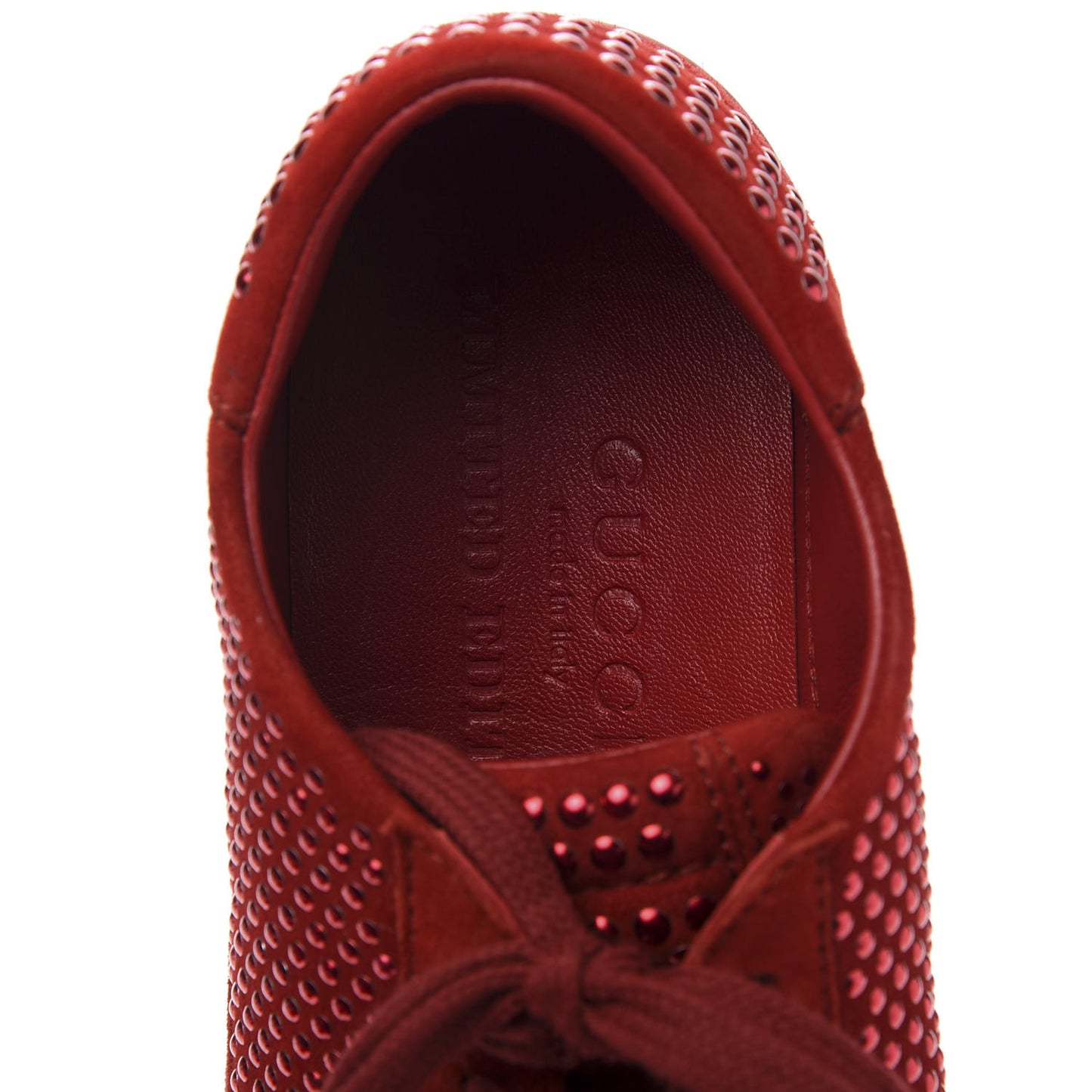 Suede Crystal Studded Sneaker 6 Red