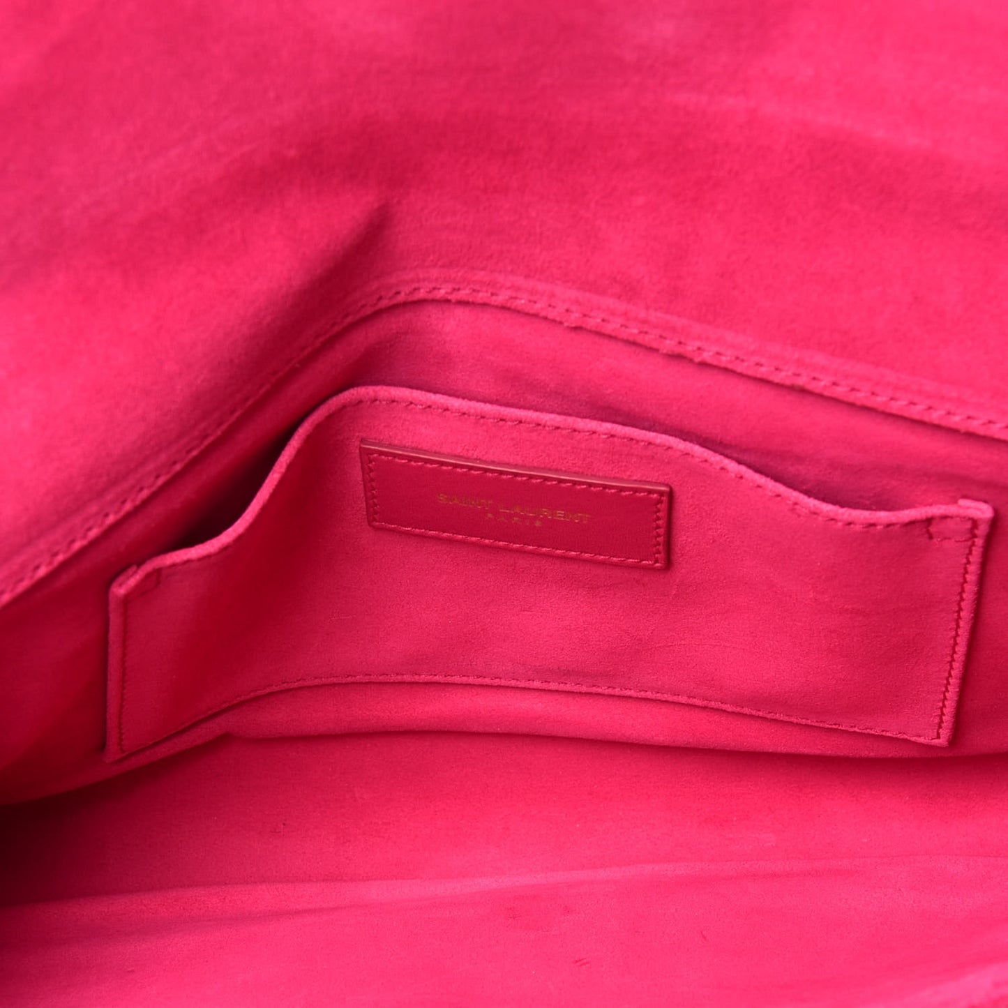Calfskin Classic Y Ligne Clutch Fuchsia