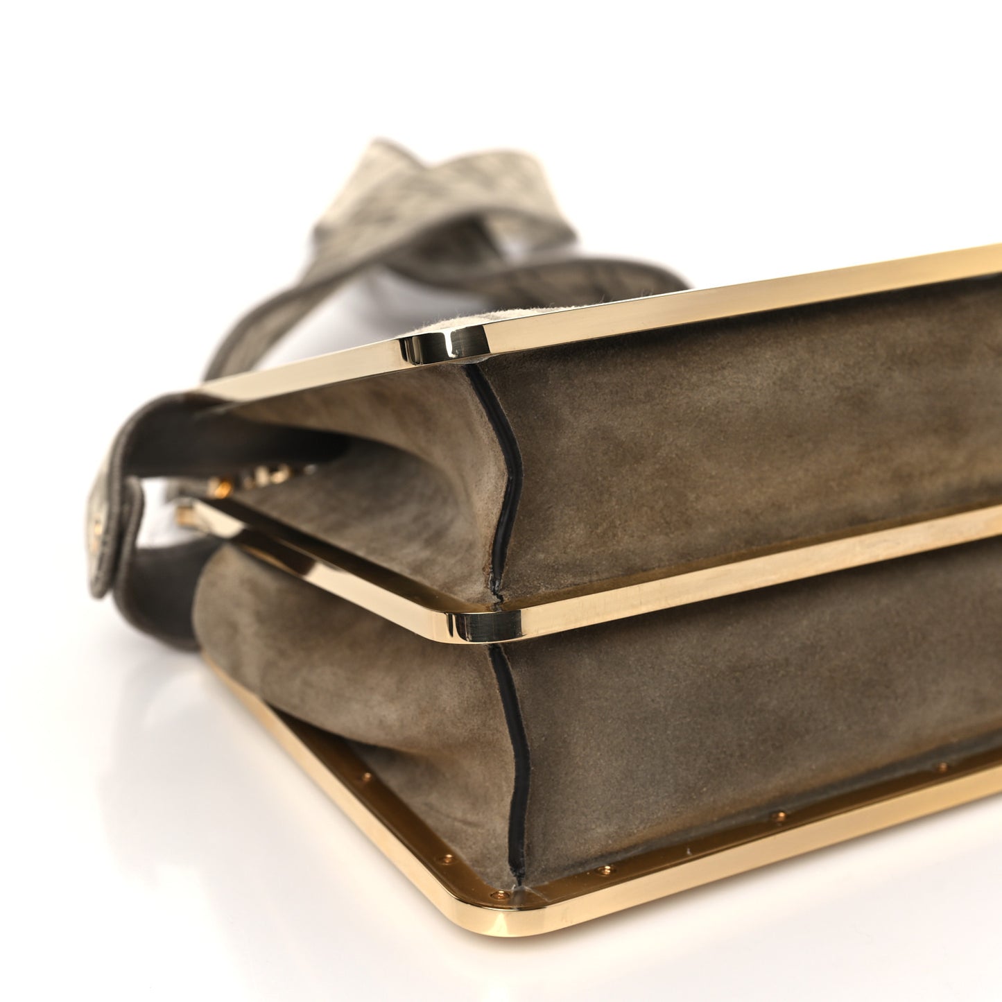 Chenille Suede Metal FF Small Peekaboo I SEE U Satchel Tortora Nuvola