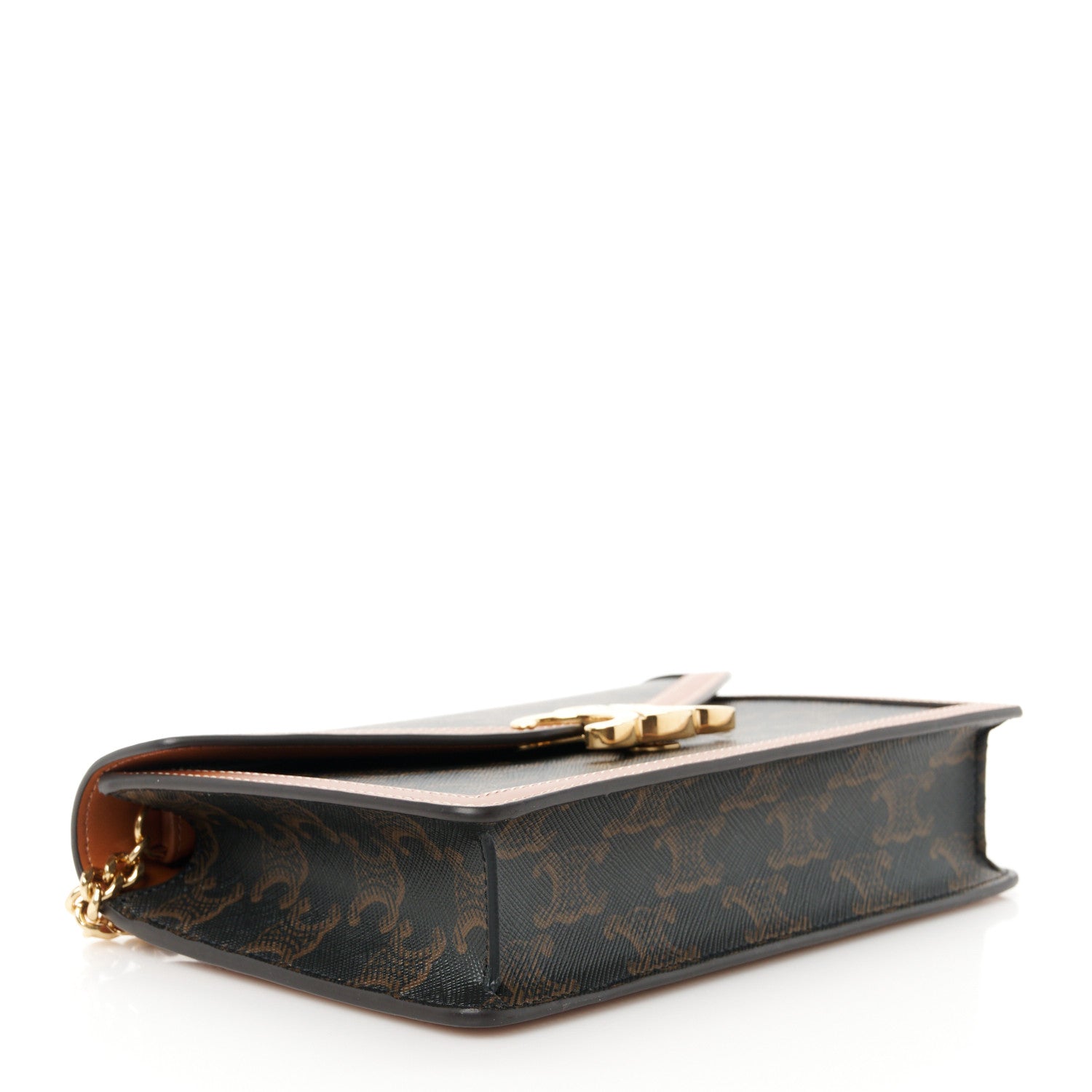 Celine Triomphe Canvas Calfskin Margo Wallet on Chain Tan 4 of 11