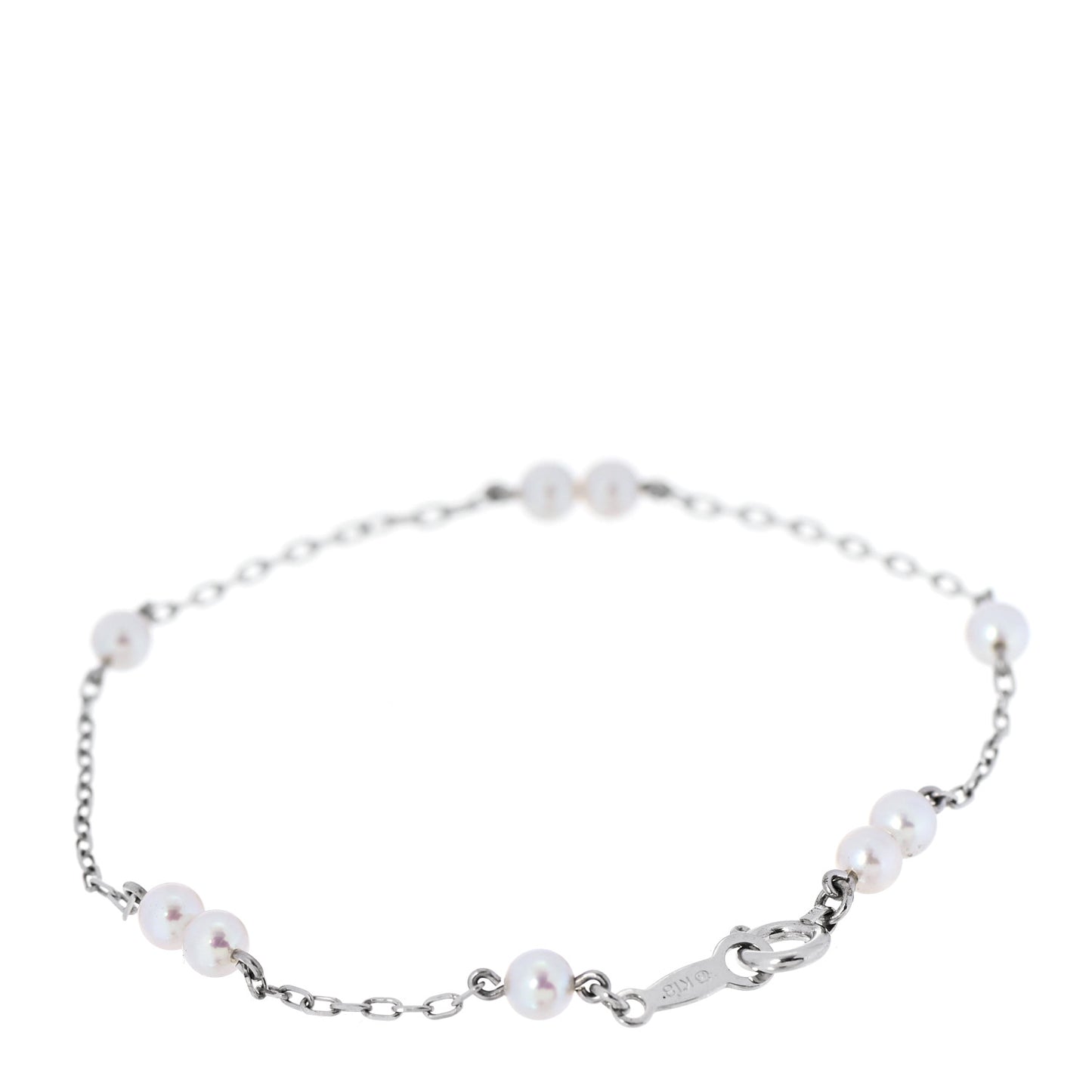 18K White Gold Akoya Pearl 3.5-4mm Station Bracelet
