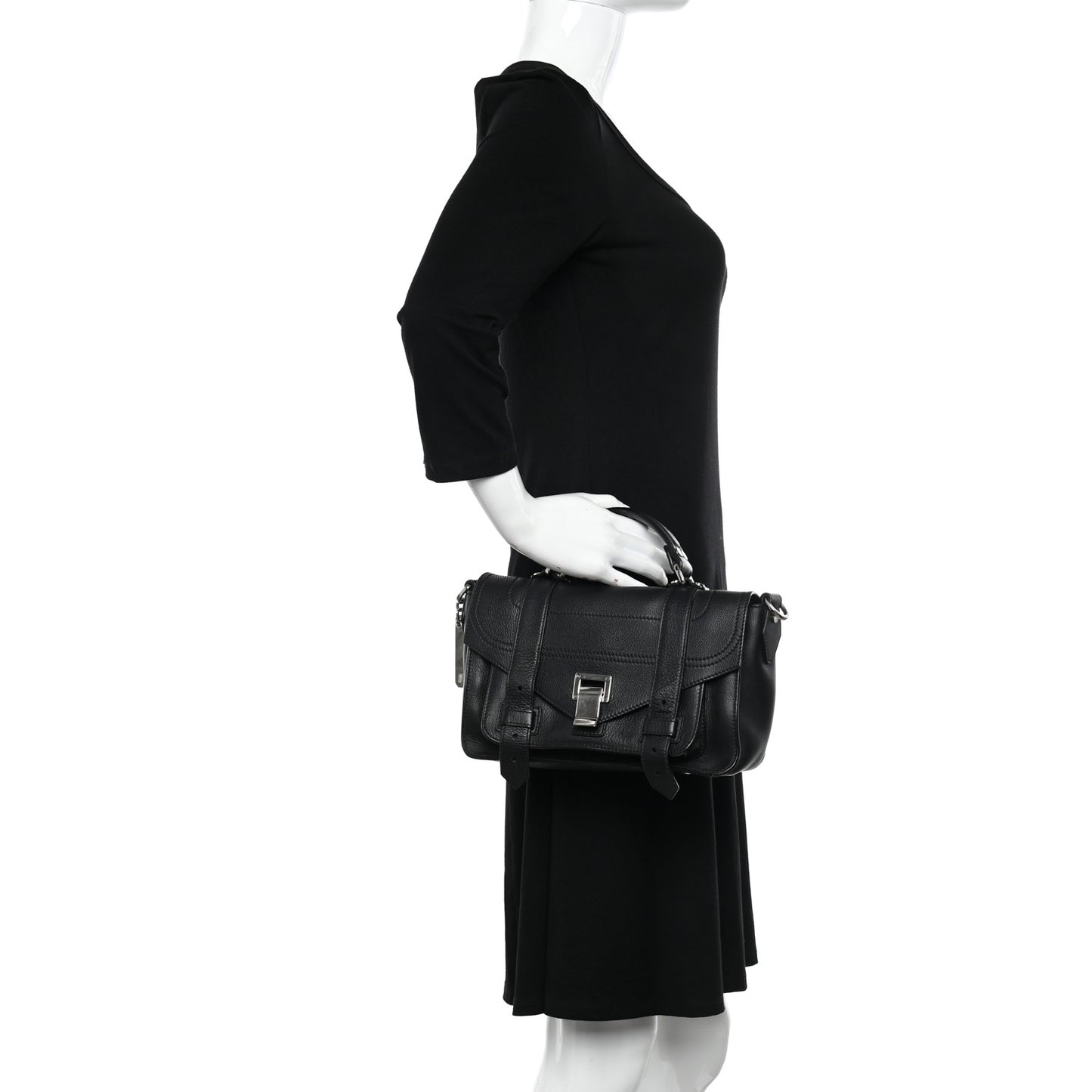 Grained Calfskin Tiny PS1 Satchel Black