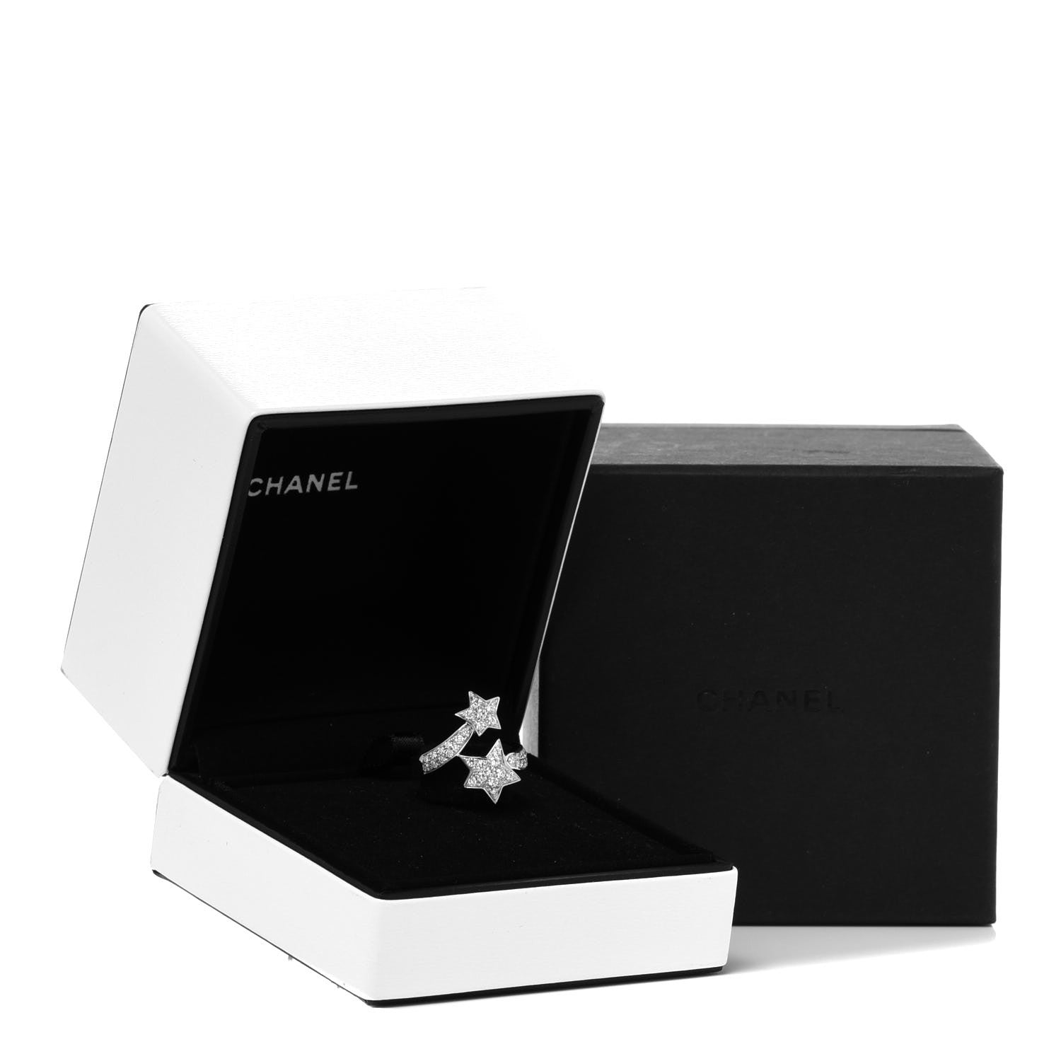 Chanel 18K White Gold Diamond Comete Geode Ring 52 6 5 of 5