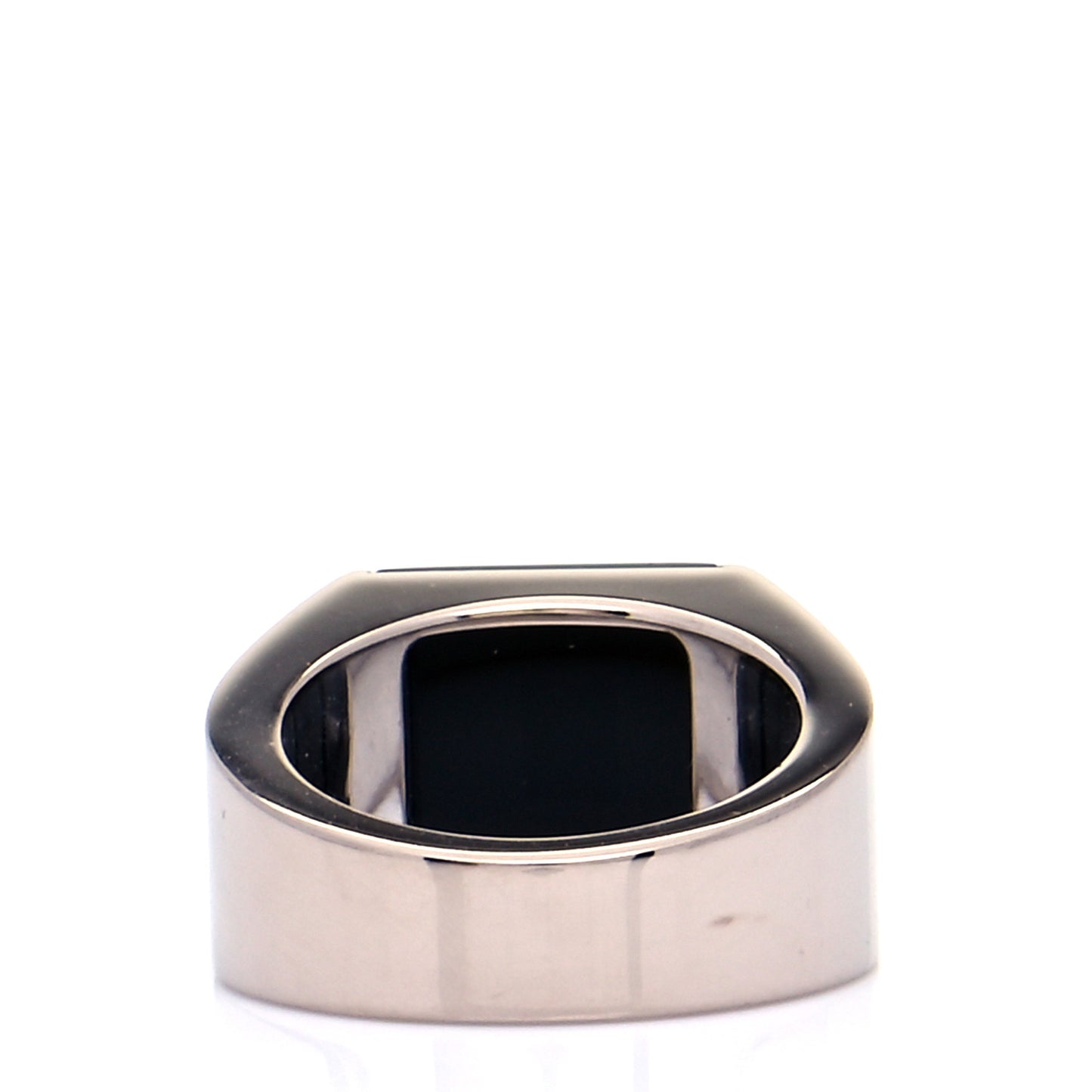18K White Gold Black Onyx Tank Ring 53 6.5
