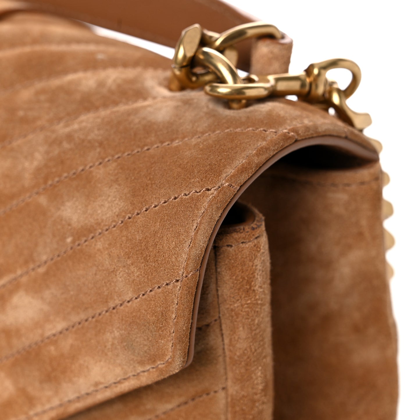 Suede Matelasse Chevron Monogram Medium College Bag Cinnamon