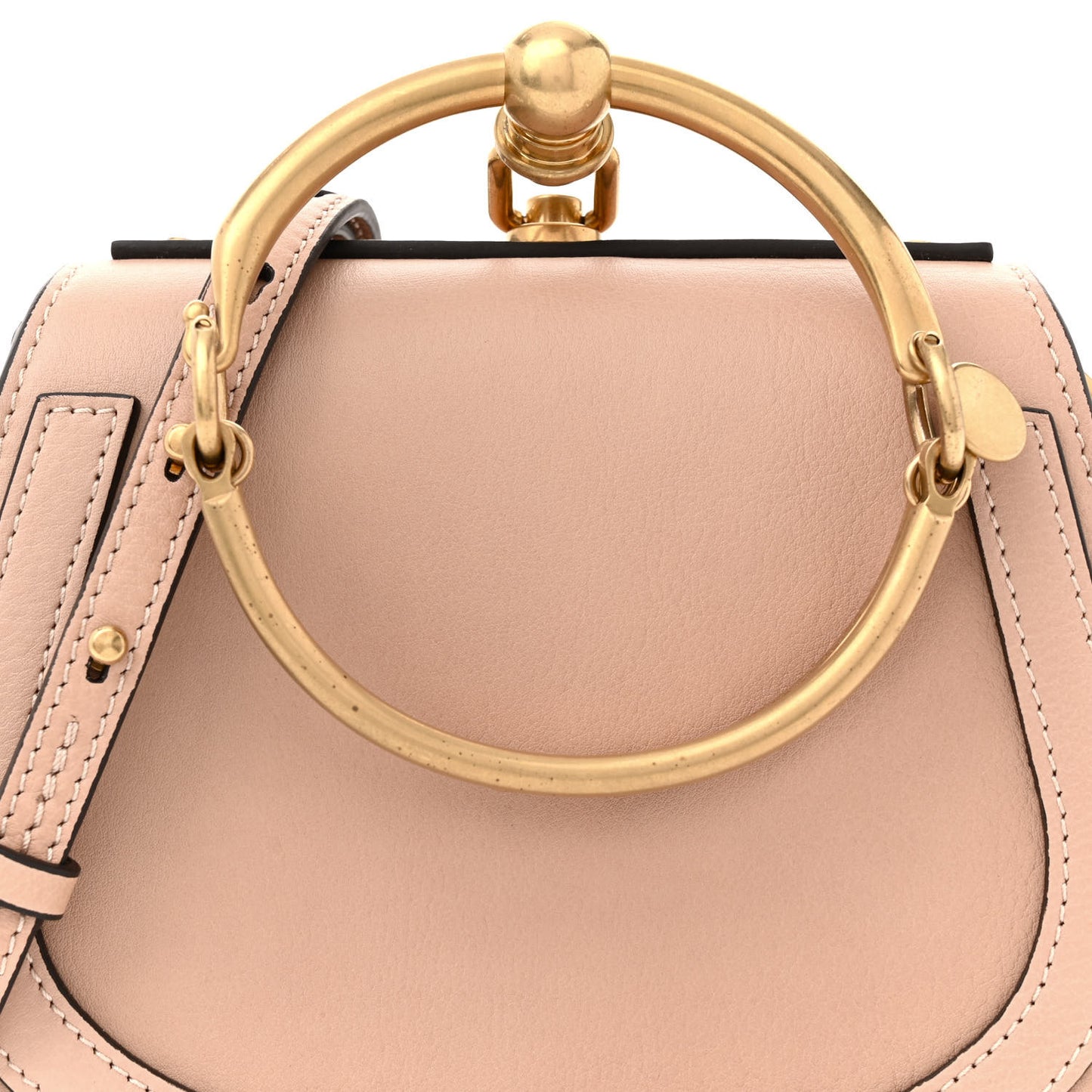Calfskin Suede Small Nile Bracelet Bag Biscotti Beige