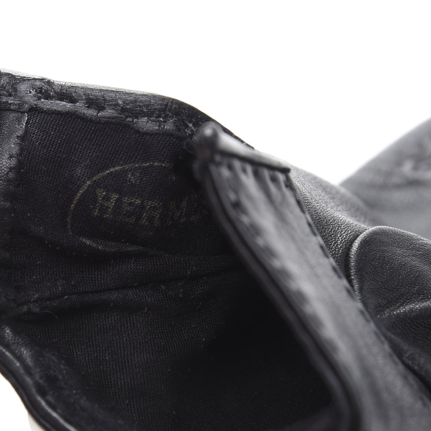 Hermes Lambskin Collier De Chien Gloves 7.5 Black 3 of 5