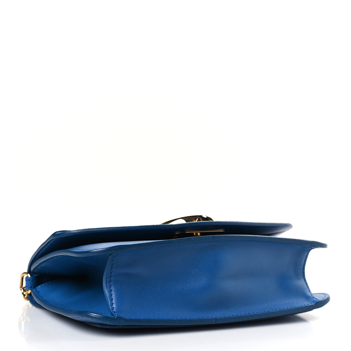 Calfskin Suede C Clutch With Chain Smoky Blue