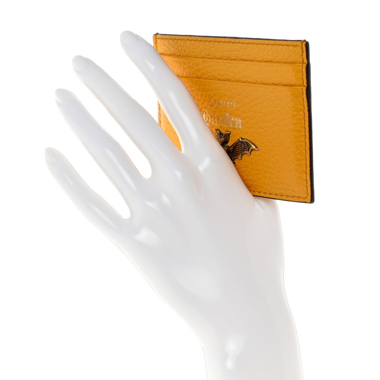 Calfskin Garden Bat Card Holder Yellow