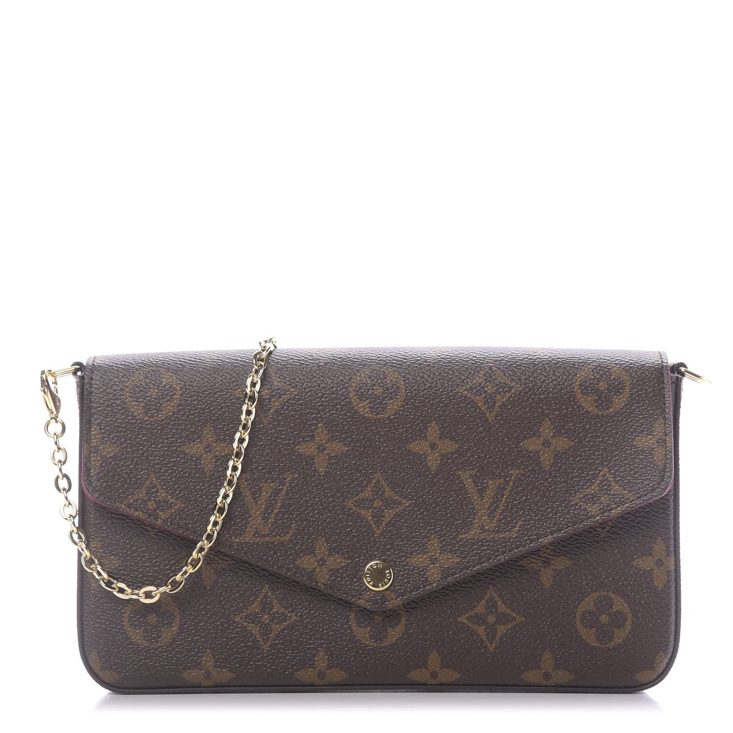 Monogram Pochette Felicie Chain Wallet Fuchsia