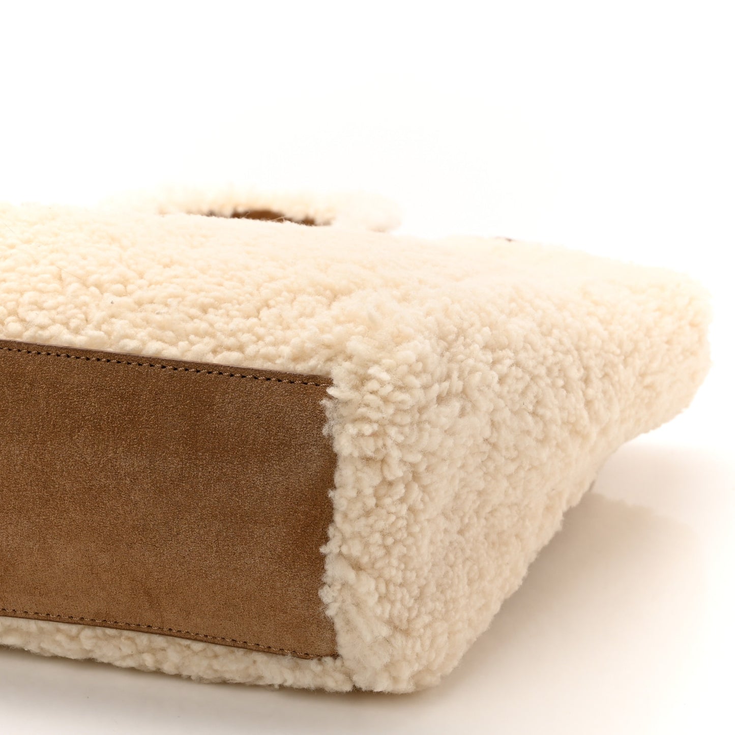 X UGG Suede Shearling Medium Shopping Bag Natural