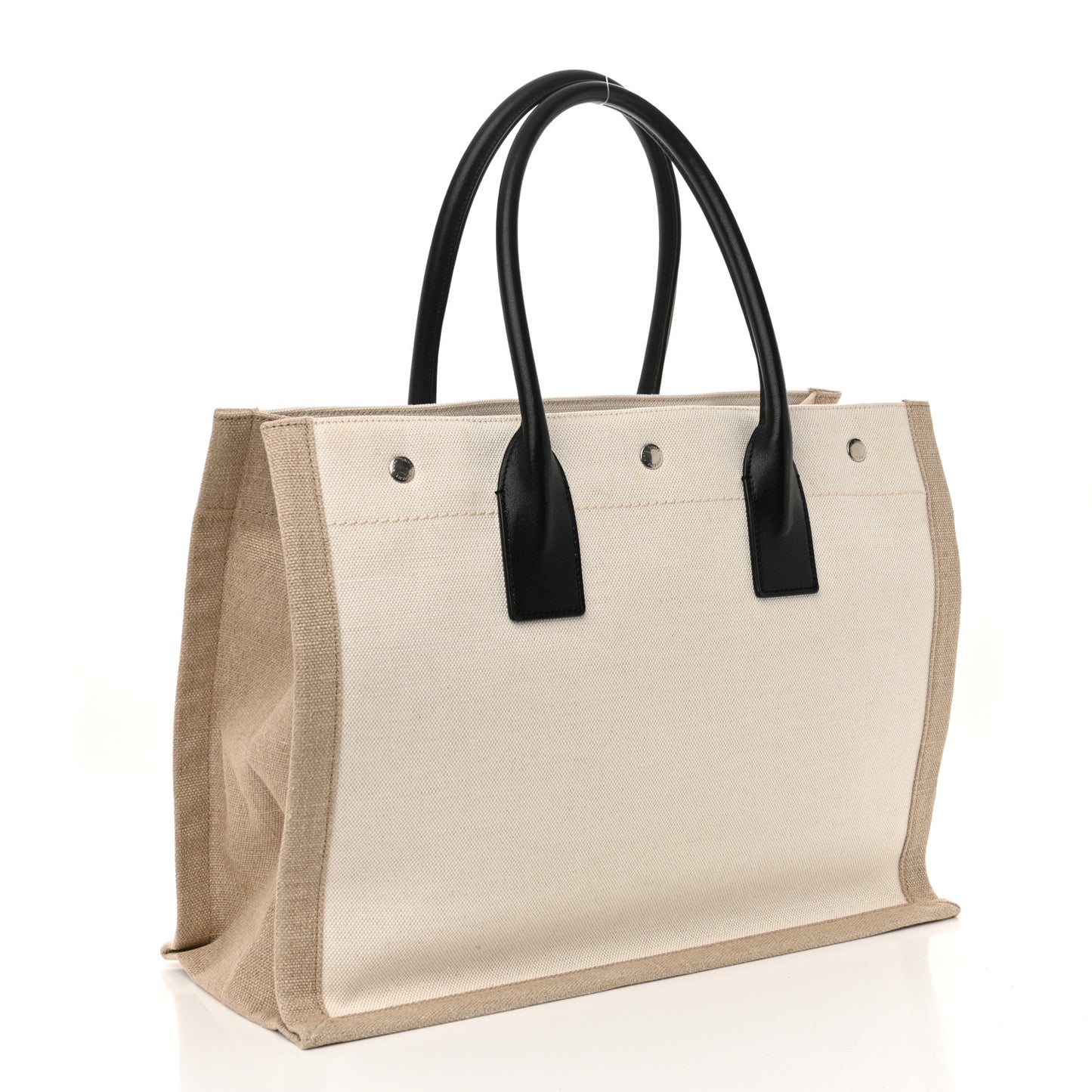 Linen Calfskin Small Rive Gauche Tote Optic White