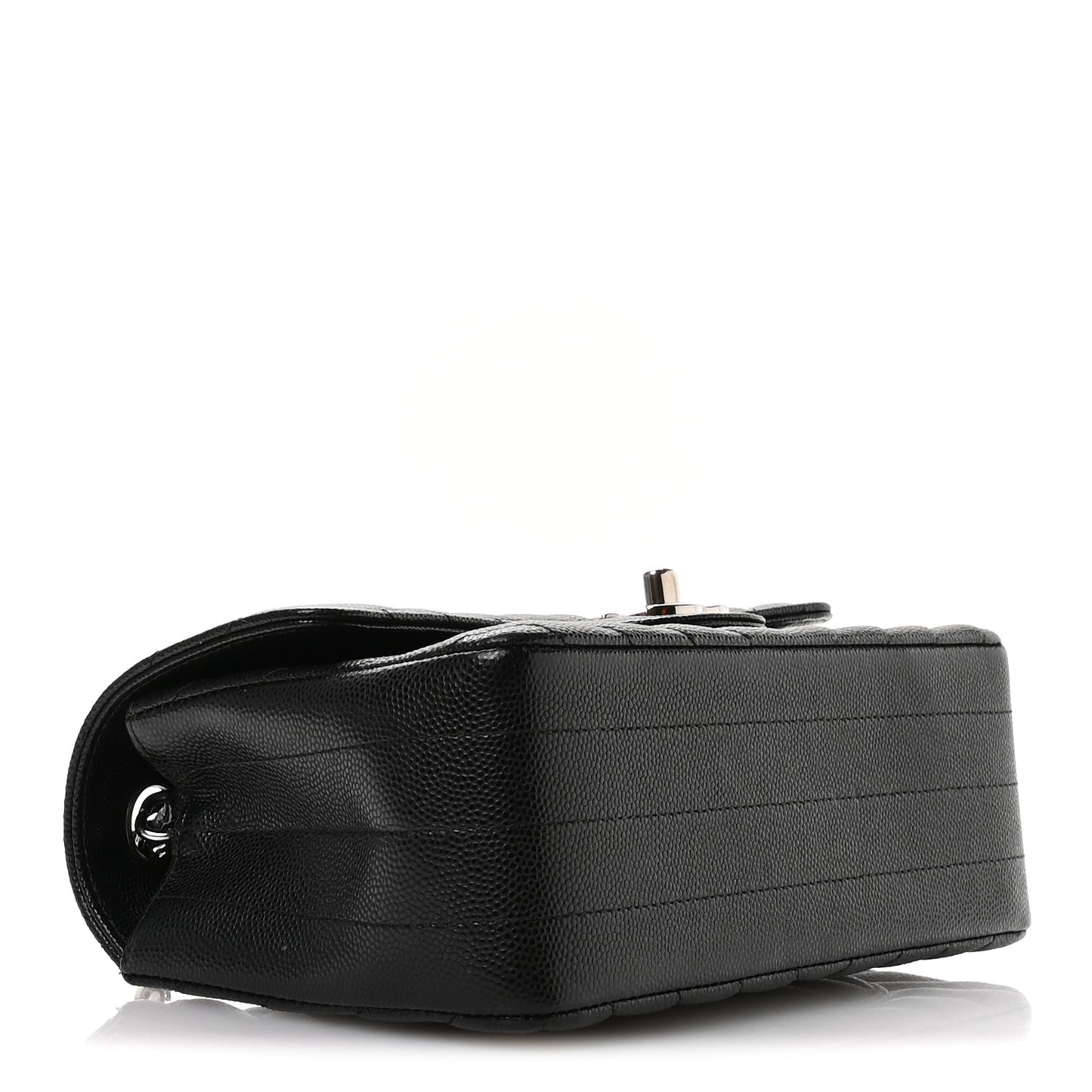 Caviar Chevron Quilted Mini Rectangular Flap Black