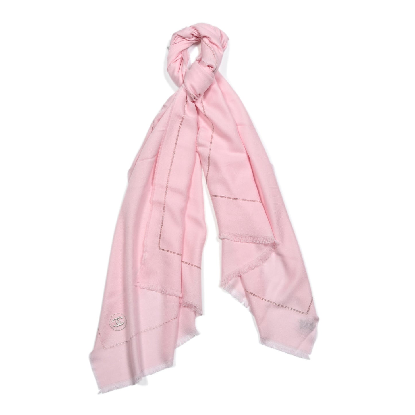 Wool Metal Chain Stole Light Pink
