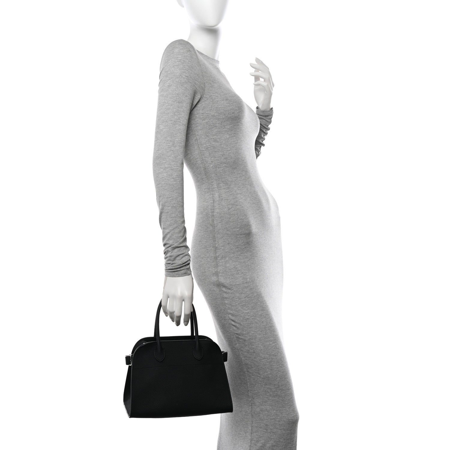 The Row Grained Calfskin Soft Margaux 10 Bag Black 2 of 9