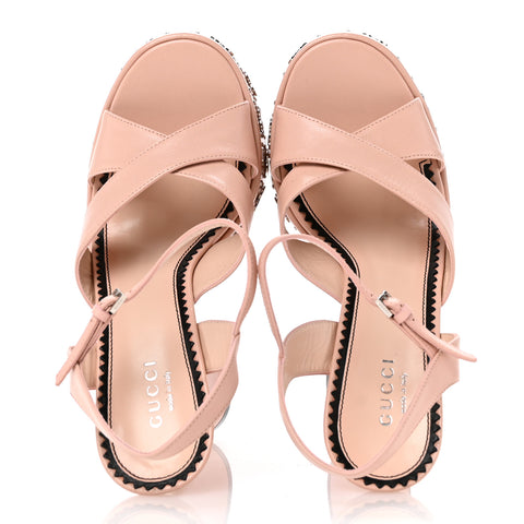 Malaga Kid Interlocking G Studs 155mm Platform Sandals 35.5 Perfect Pink
