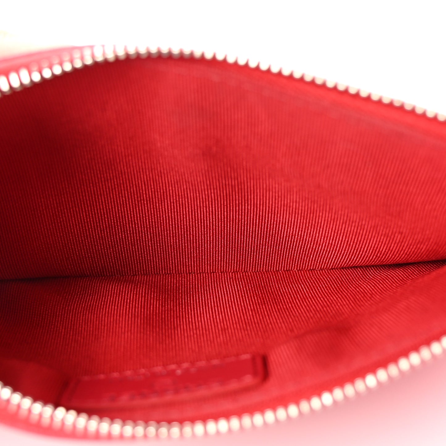 Caviar Chevron Quilted Zip Pouch Red