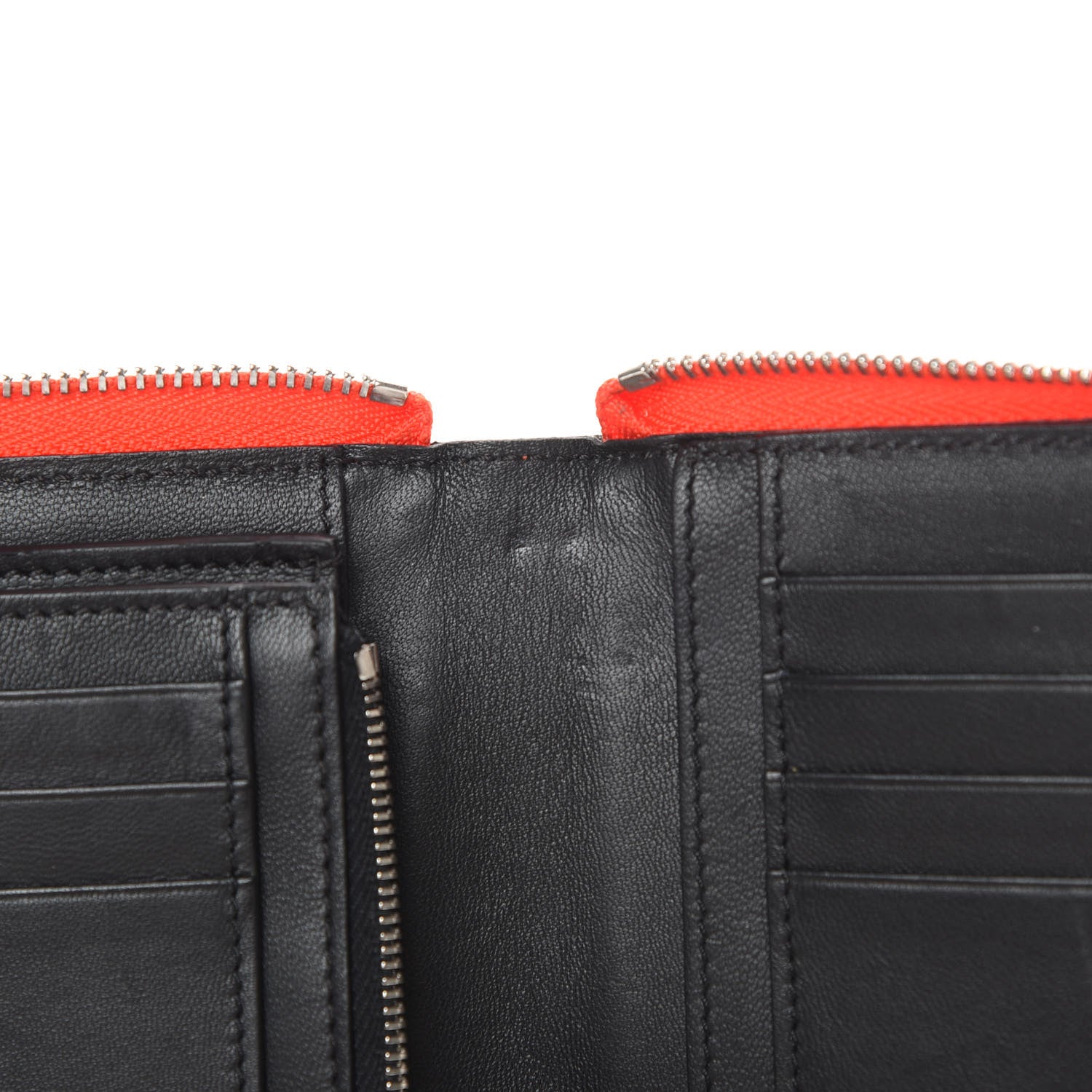 Celine Drummed Calfskin Zip Around Multifunction Wallet Coral 7 of 10