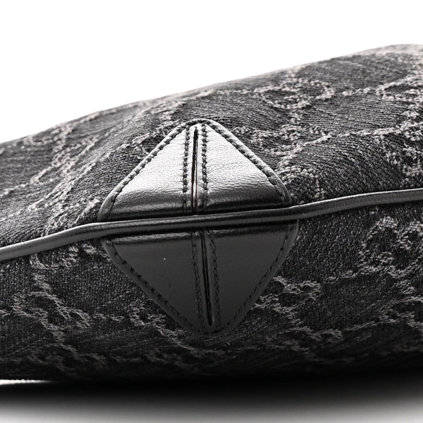 Jacquard Black Denim GG Monogram Horsebit Slim Small Shoulder Bag Black Grey