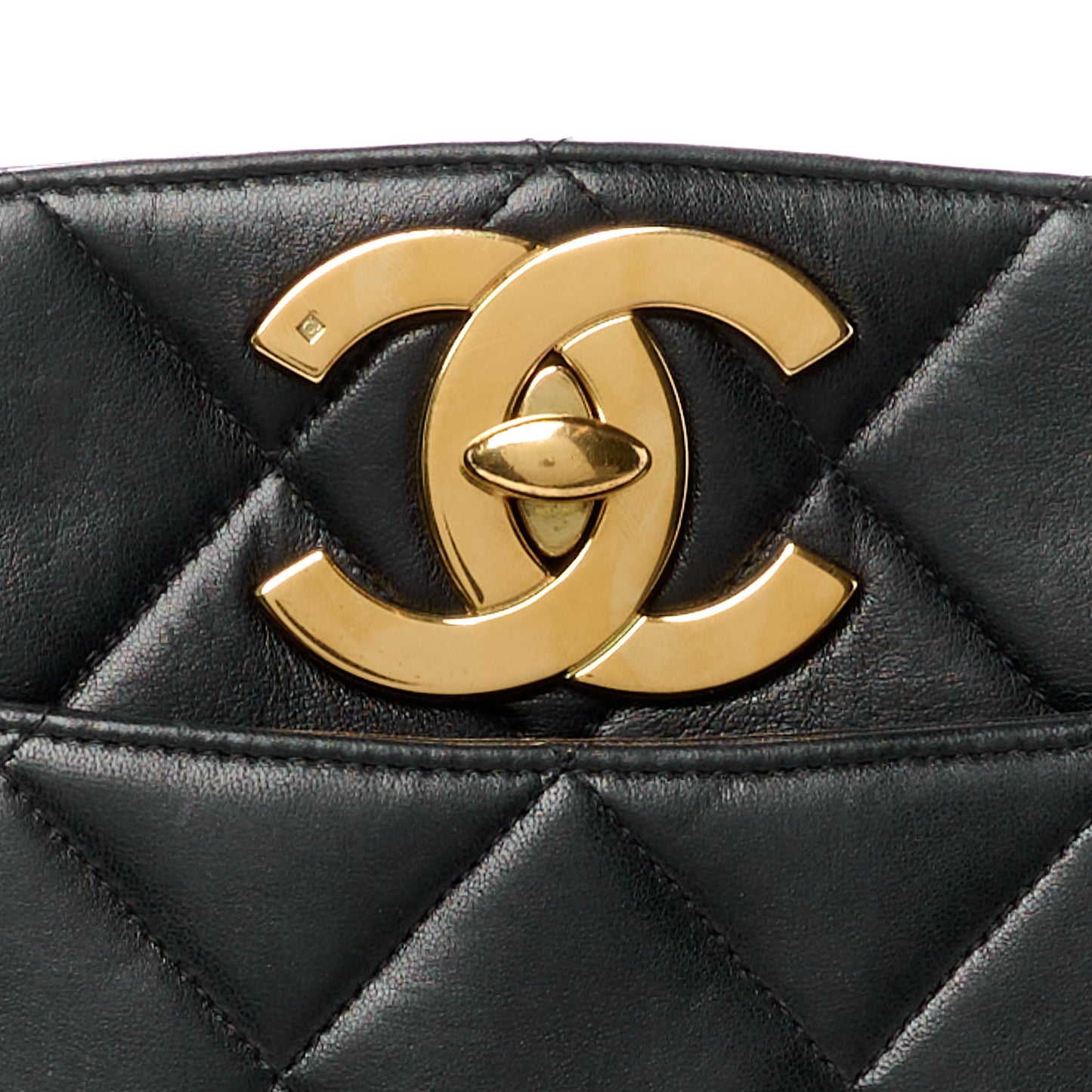 Lambskin Quilted CC Shoulder Bag Black
